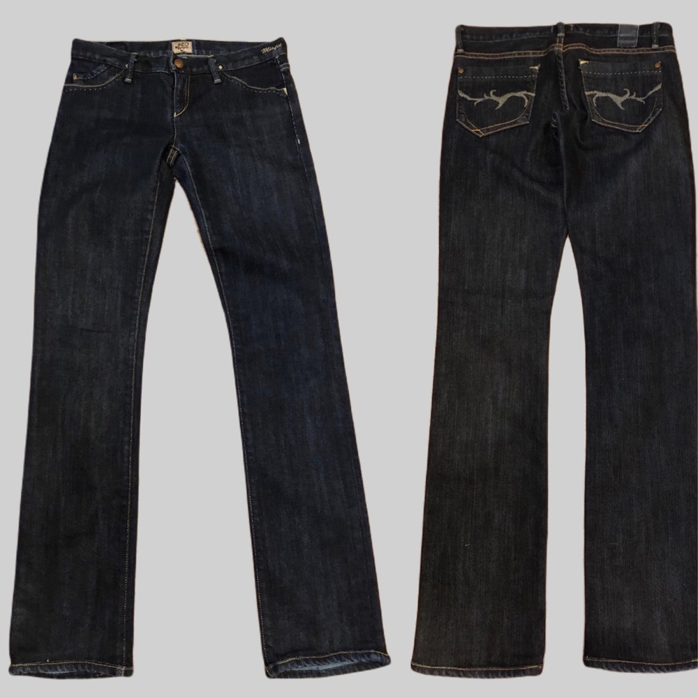 GOLDSIGN Vintage Original Early 00s Y2K Low Rise straight leg dark denim jeans